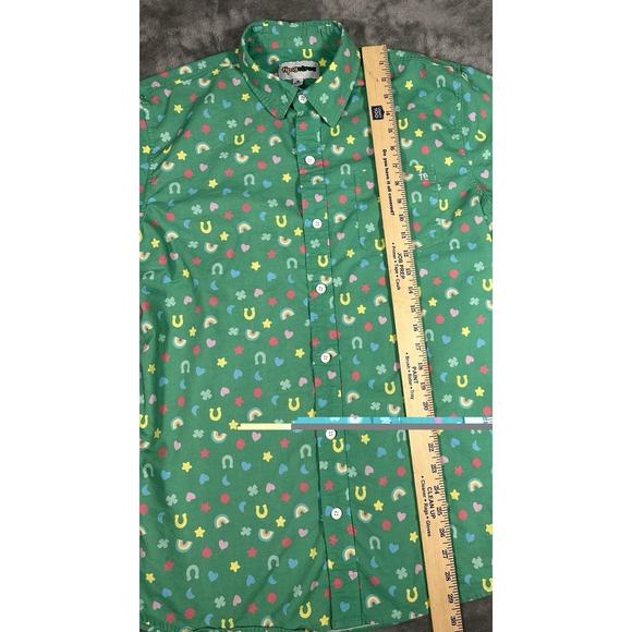 Tipsy Elves Button Up Shirt Mens L Green Lucky Charms St Patrick's  Leprechaun - Picture 5 of 8